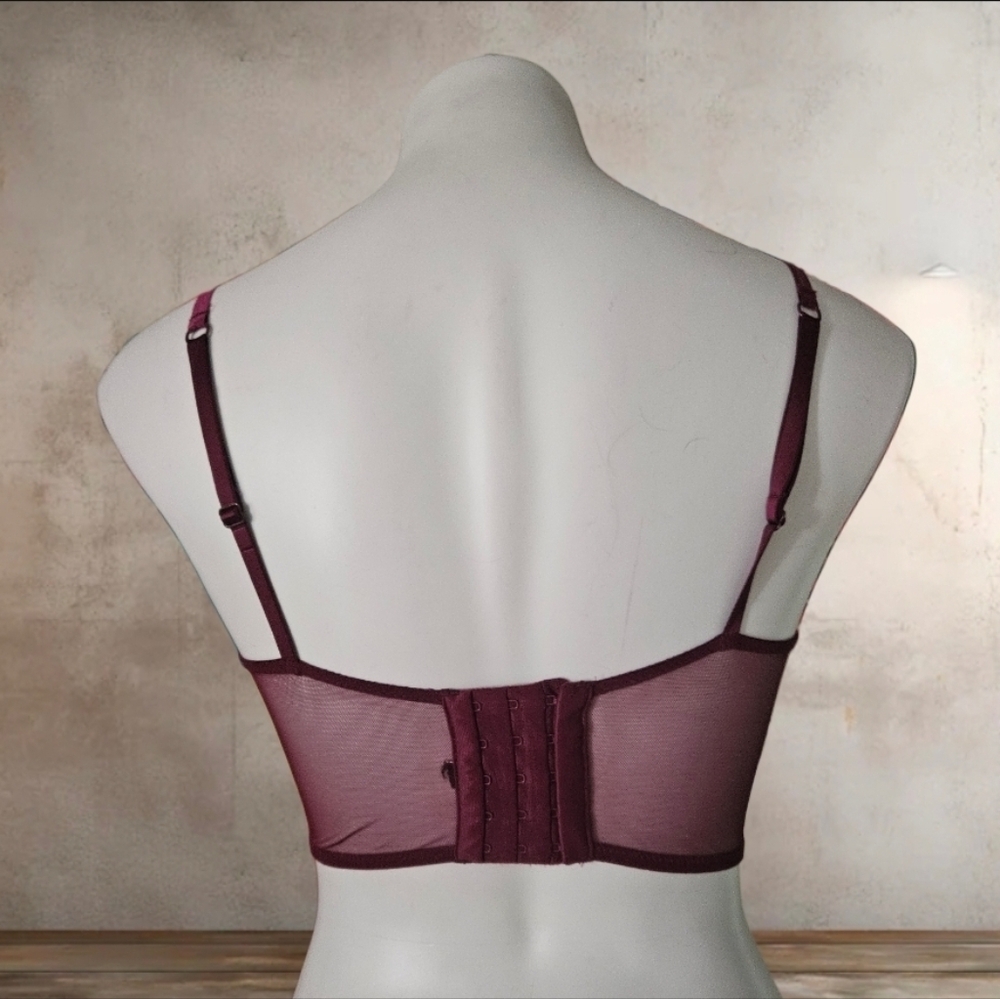 NWOT/ Victoria's Secret Very Sexy Velvet Shimmer Long Line Bra Mesh Back - Picture 3 of 4